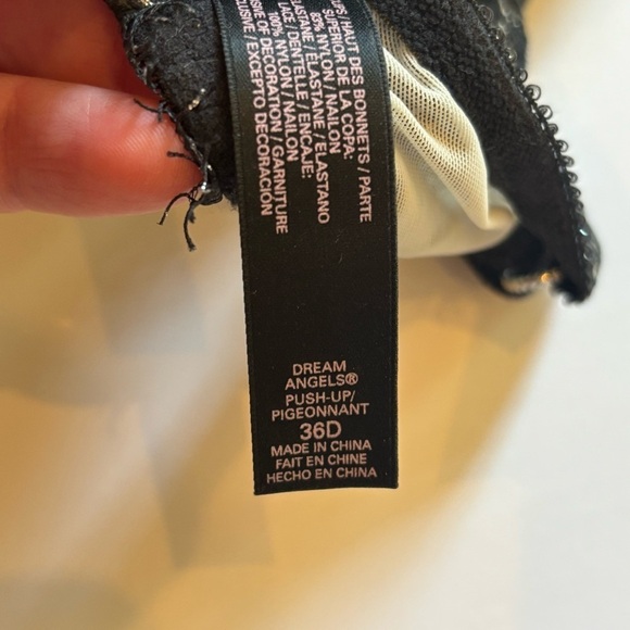 Victoria Secret Dream Angels Push Up Bra Black Lace Cream White 36D - Picture 5 of 5
